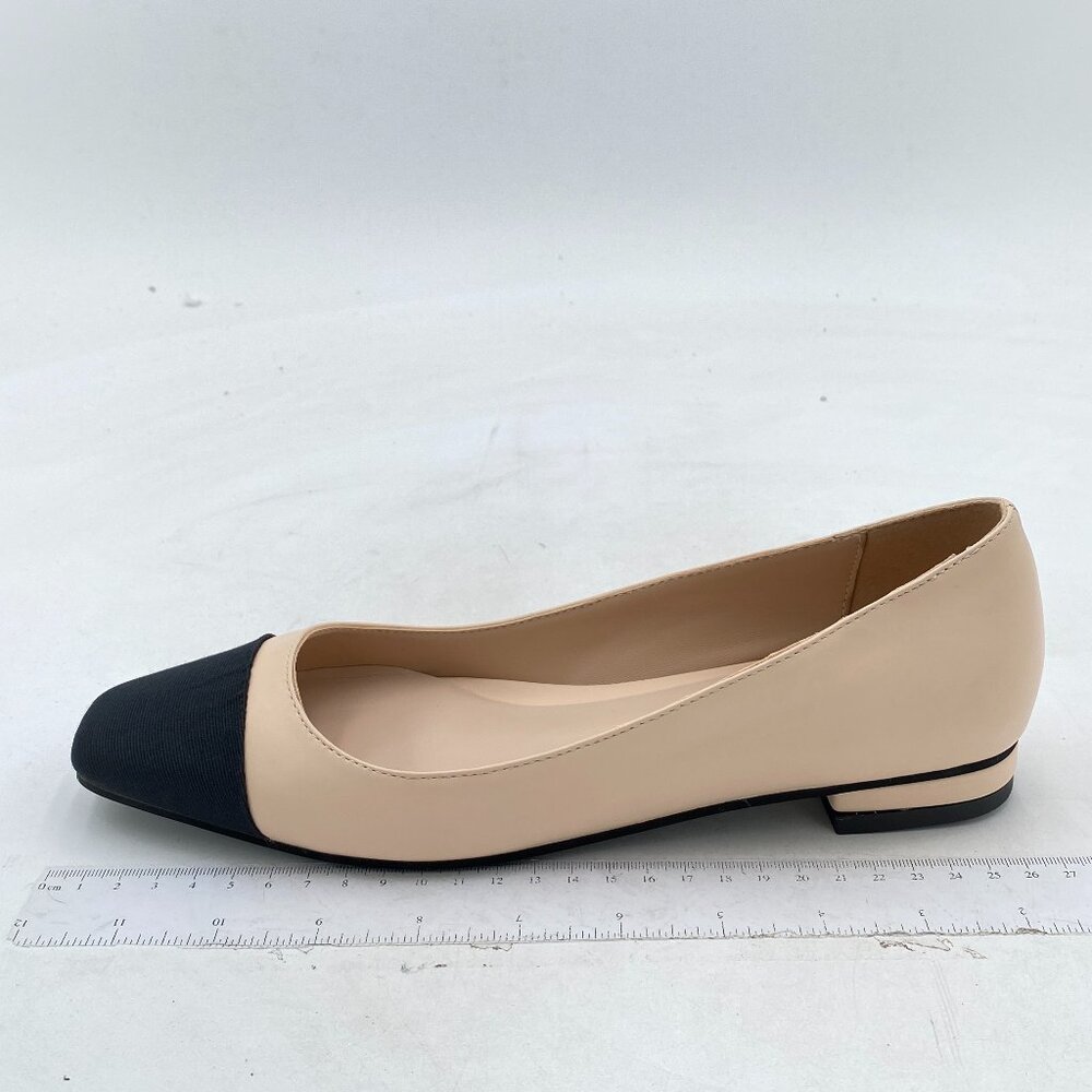 FOWT Apricot Closed Cap Toe Slip On Pump Fashion Low Heel Casual Daily Shoes